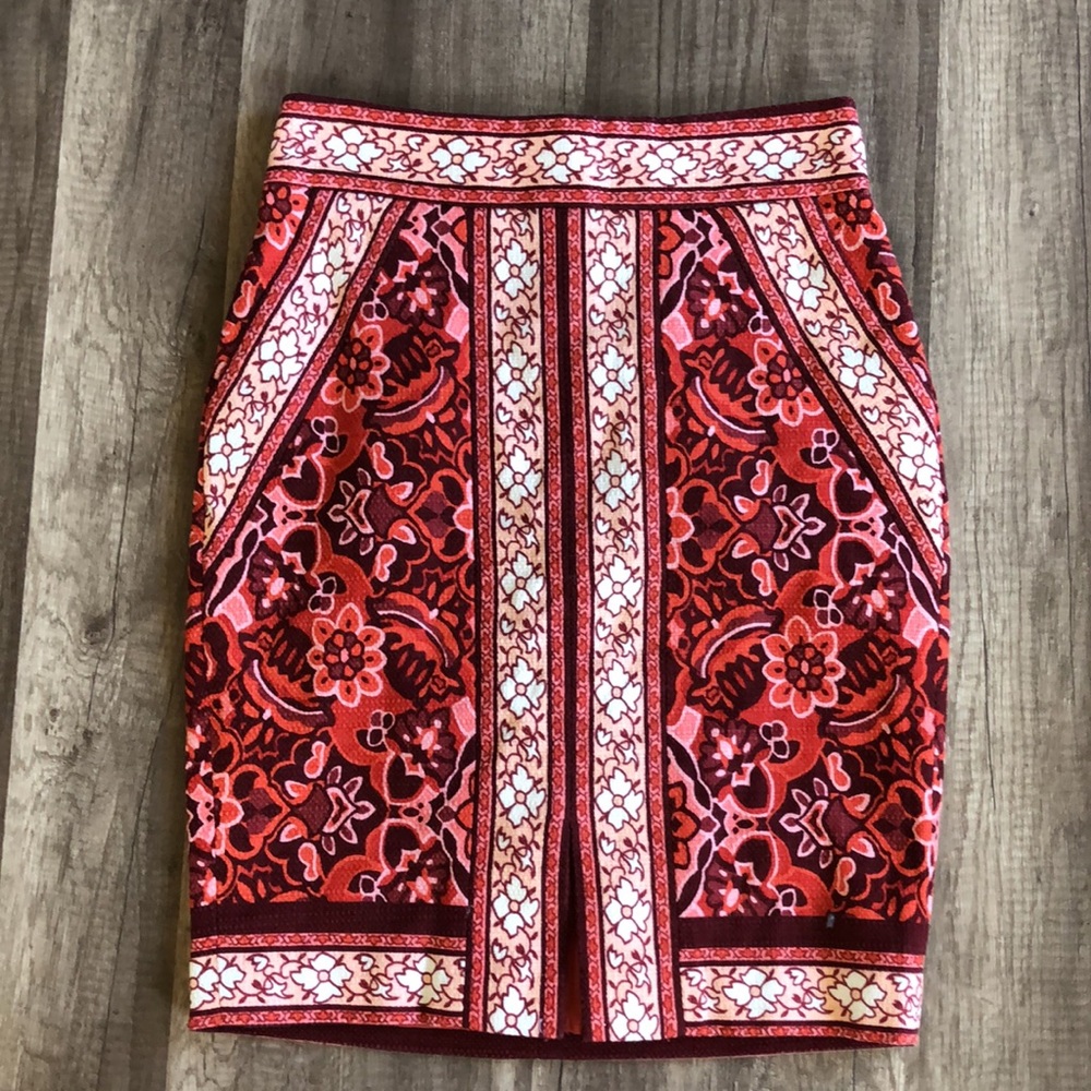Ann Taylor LOFT Stained Glass Pencil Skirt NEW 0P - Picture 2 of 9